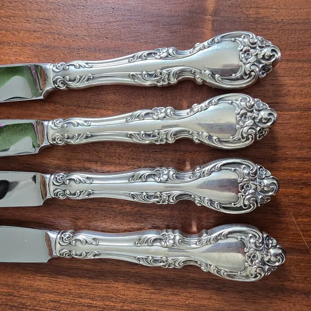 Gorham Melrose Sterling Silver Dinner Knives 4 Hollow Handle Stainless No Mono